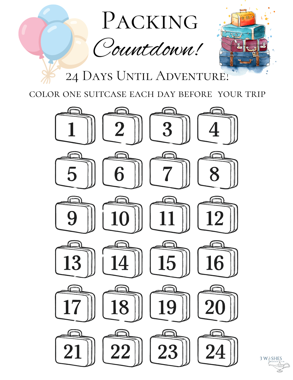Family Vacation Countdown Bundle Printable I Family Vacation Planner PDF