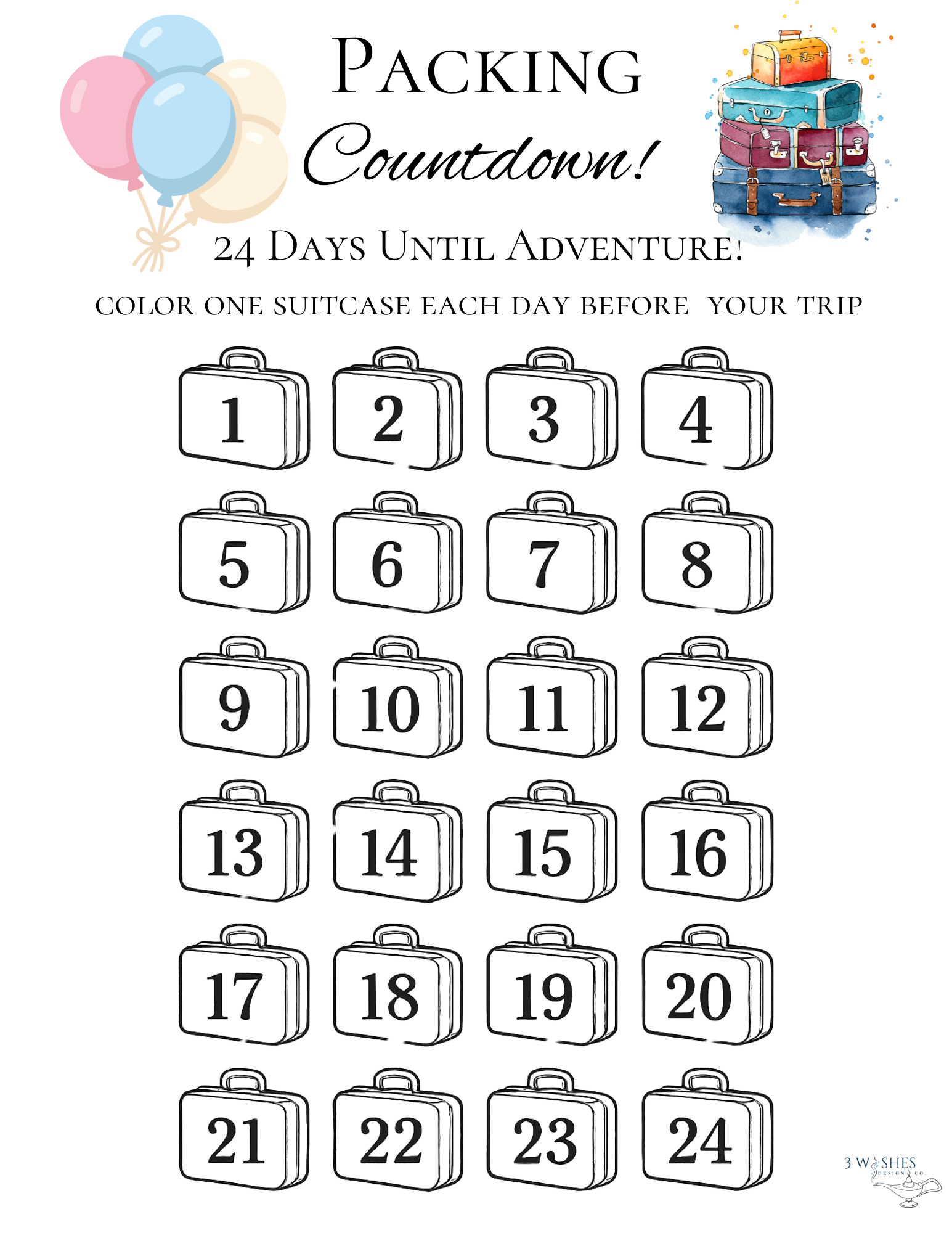 Family Vacation Countdown Bundle Printable I Family Vacation Planner PDF