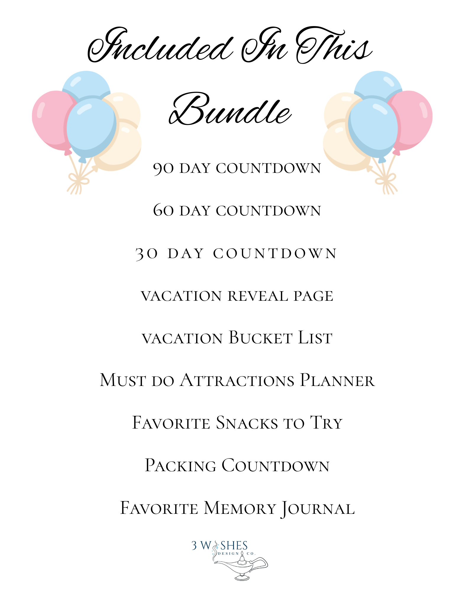 Family Vacation Countdown Bundle Printable I Family Vacation Planner PDF