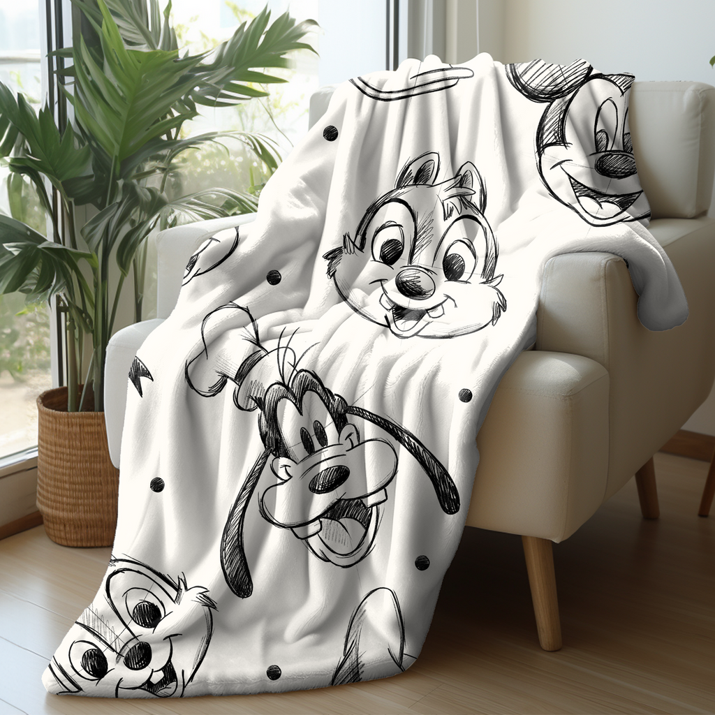 Sketch Mouse and Friends Blanket