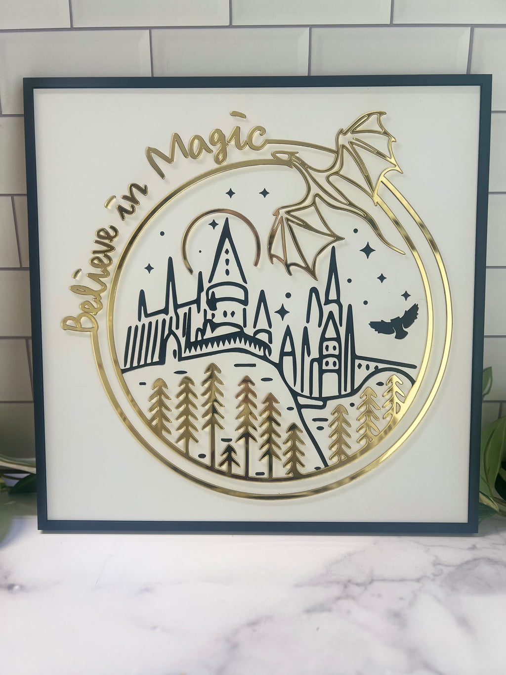 Believe in Magic Faux Frame Wood Art