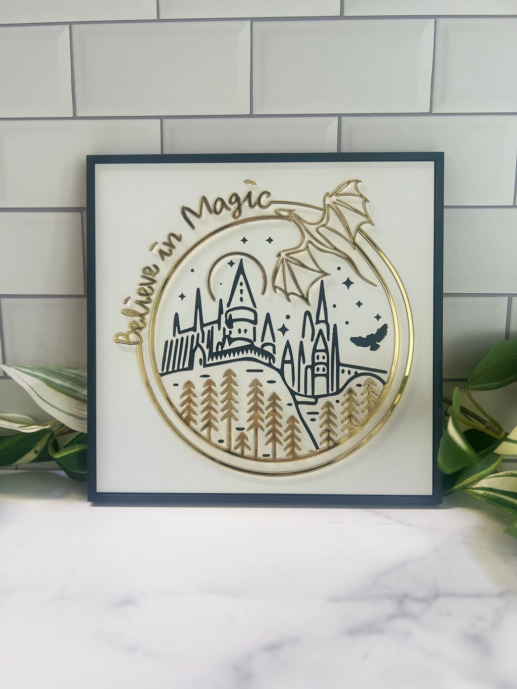 Believe in Magic Faux Frame Wood Art