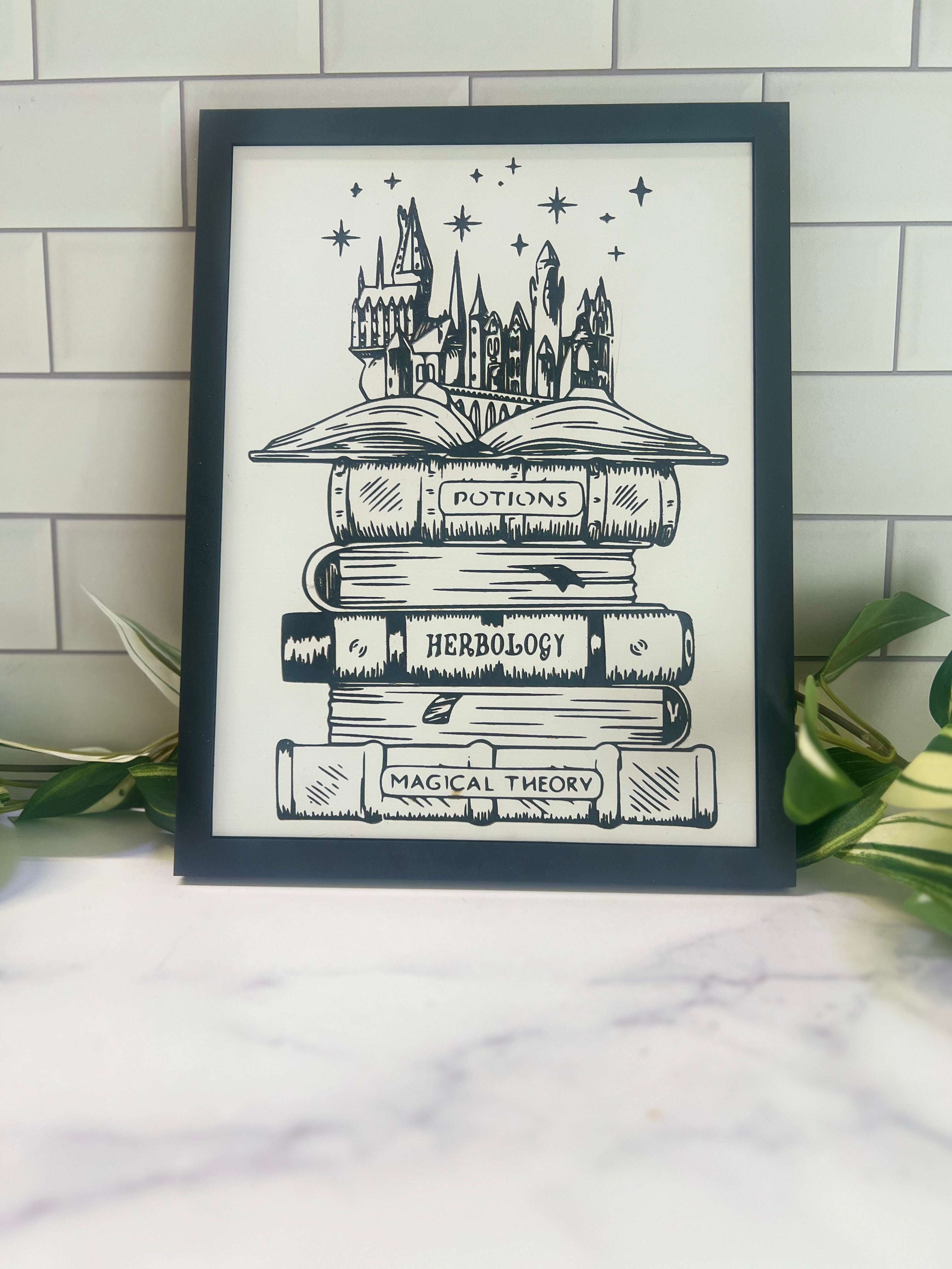 Harry Potter Hogwarts Bookstack Wood Art