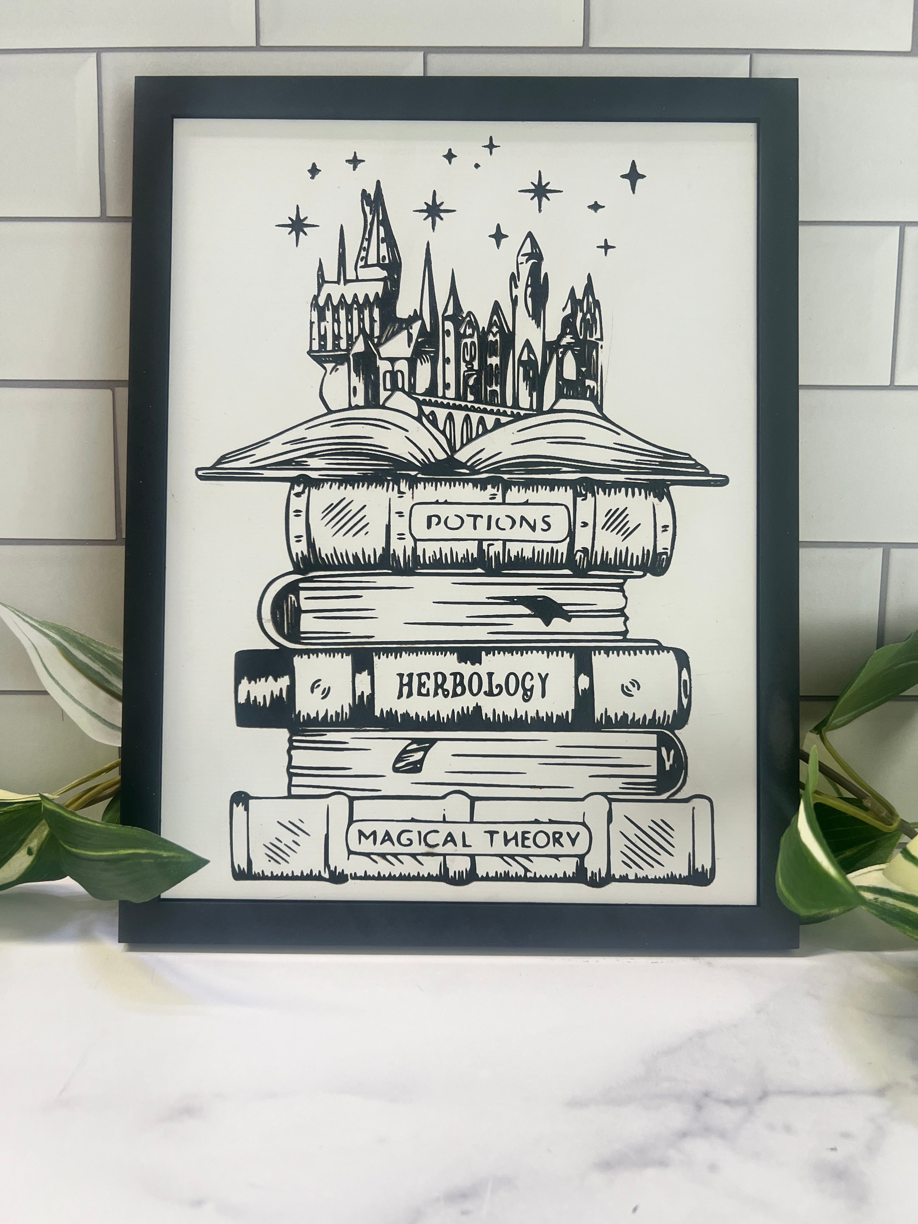 Harry Potter Hogwarts Bookstack Wood Art
