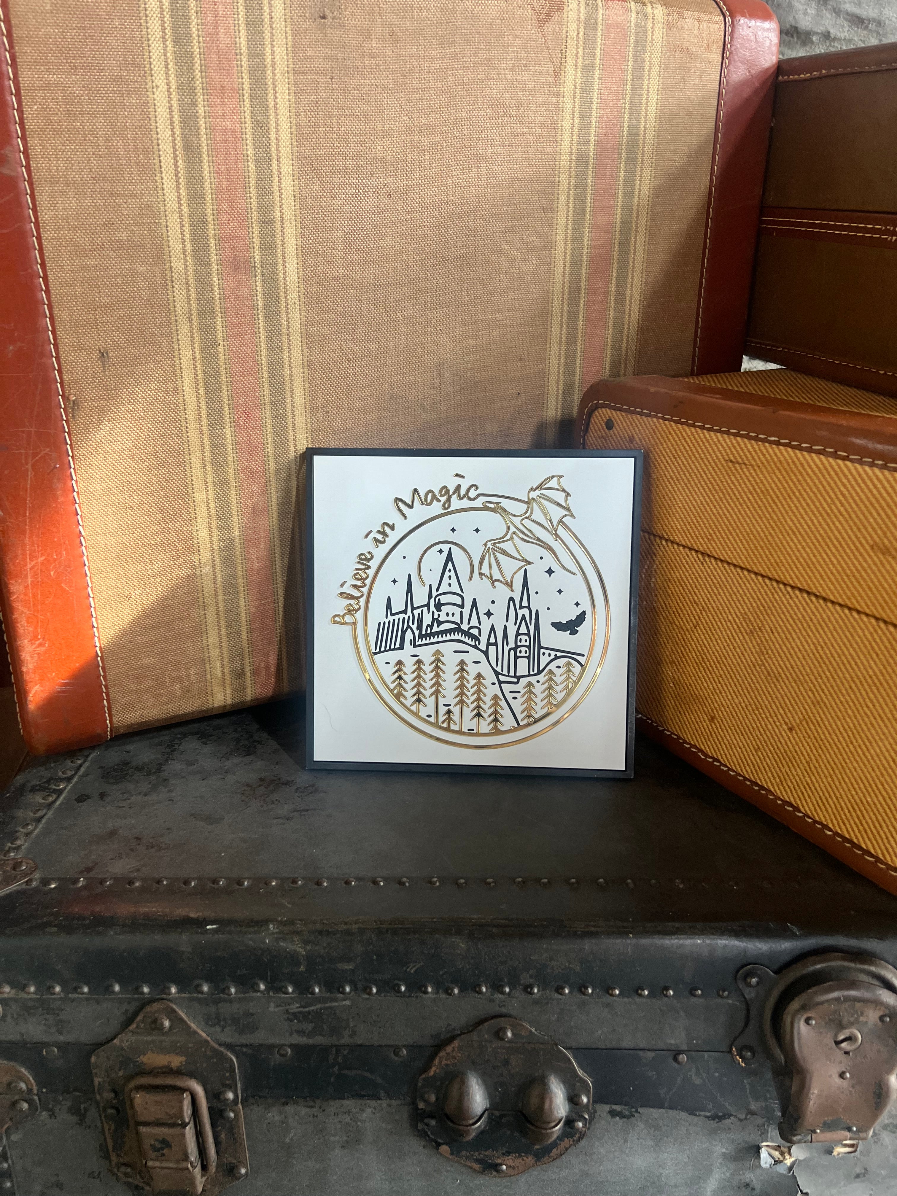 Believe in Magic Faux Frame Wood Art