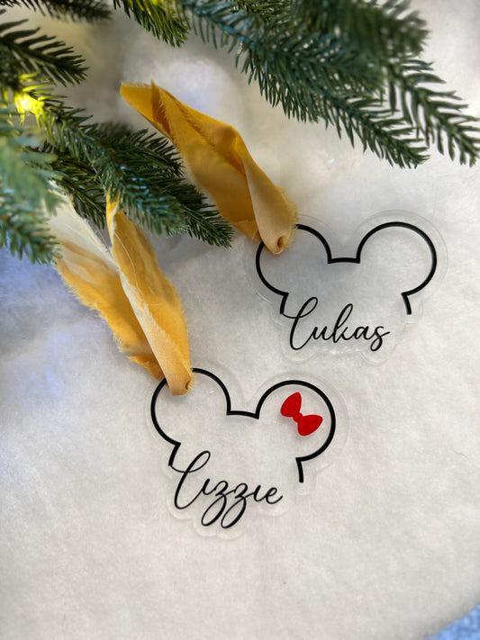 Personalized Acrylic Mouse Ornaments – 2 Layer Design