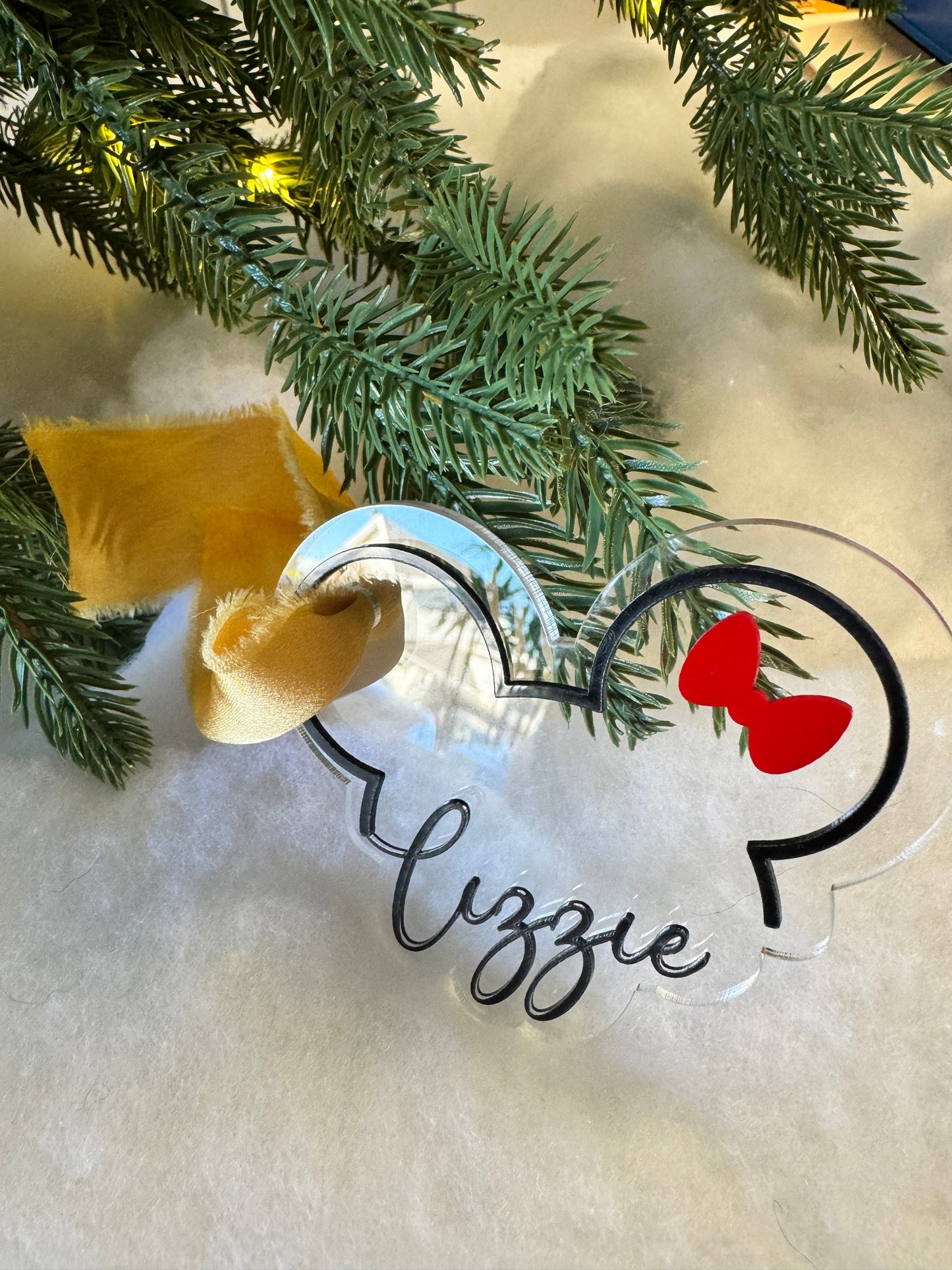 Personalized Acrylic Mouse Ornaments – 2 Layer Design