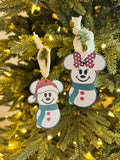 ☃️ Mouse-Inspired Snowman Duo Ornament Set – Holiday Edition