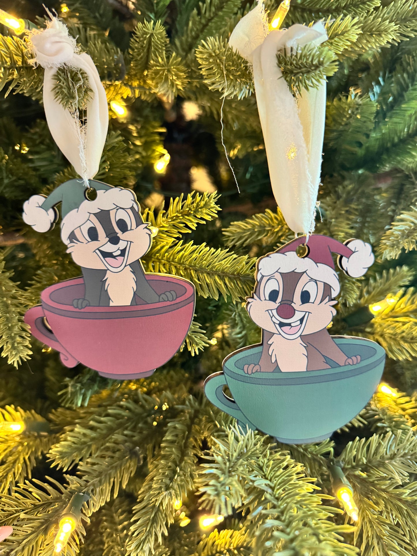 🎁 Chip & Dale Holiday Duo Ornament Set – Teacup Edition