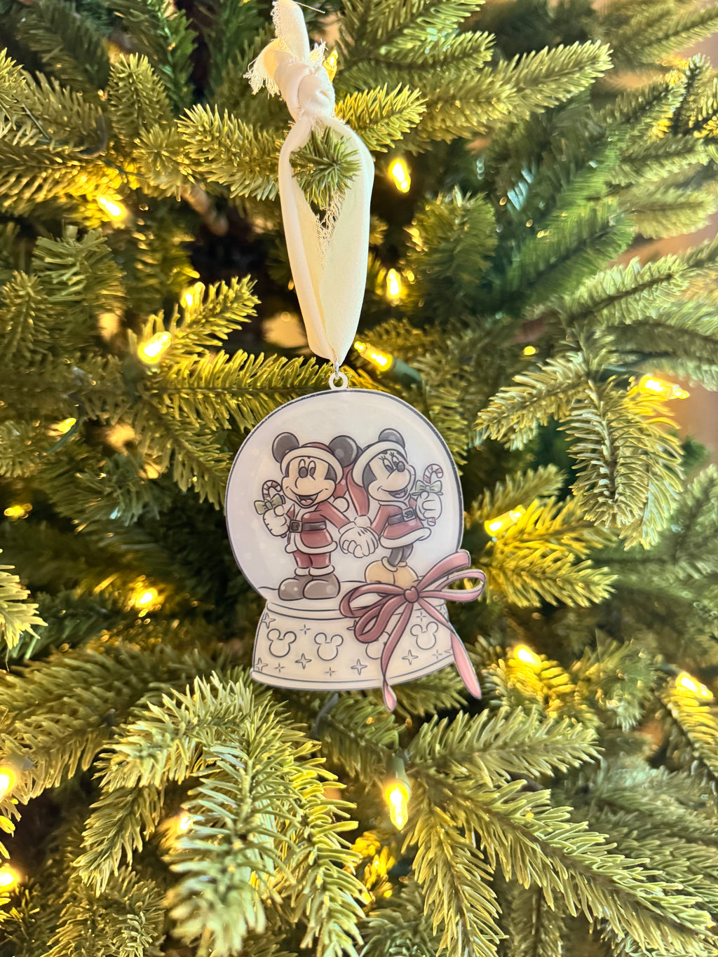 Mickey & Minnie Snow Globe Ornament