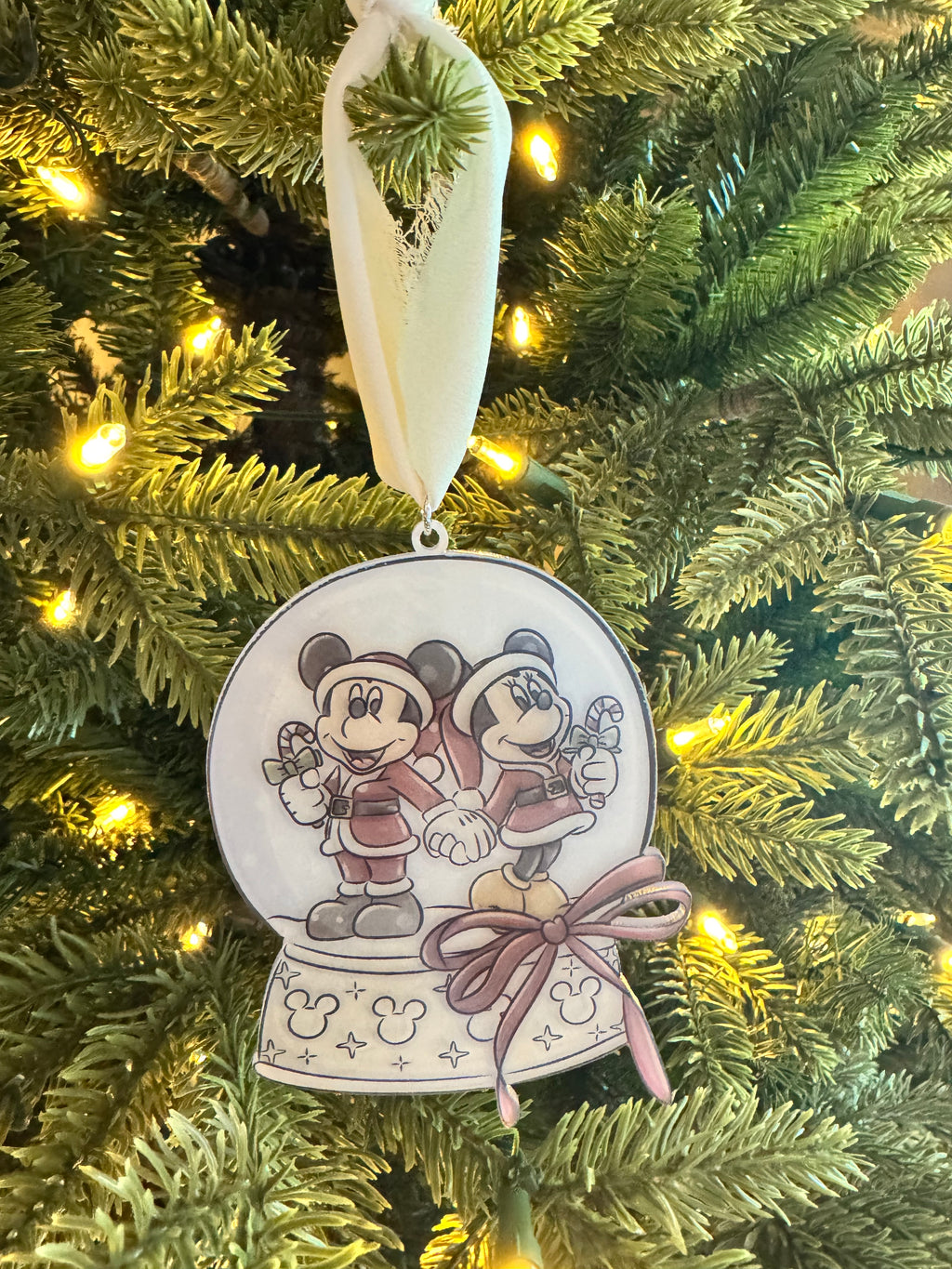 Mickey & Minnie Snow Globe Ornament