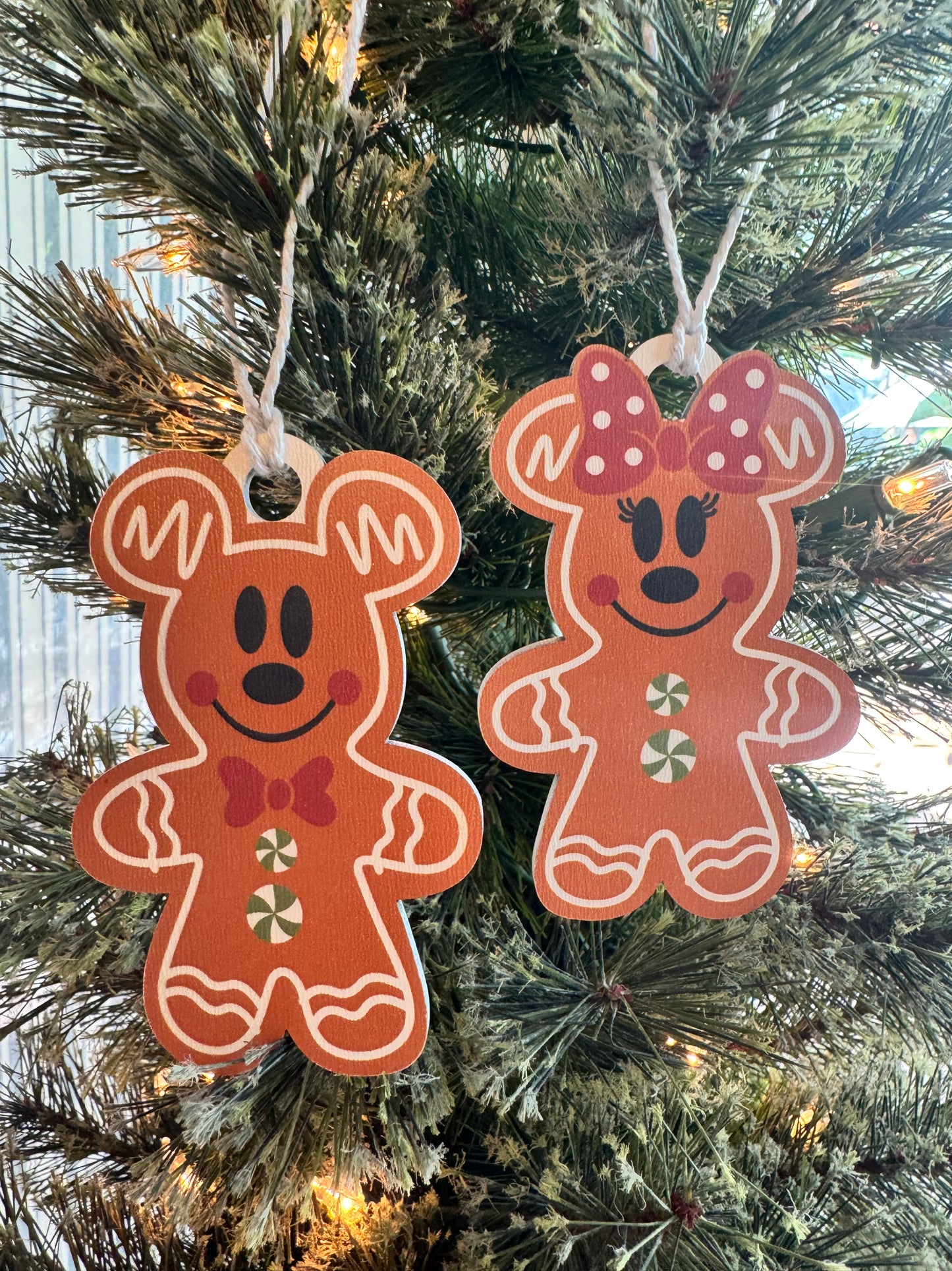 Mouse Inspired Gingerbread Wood Ornaments