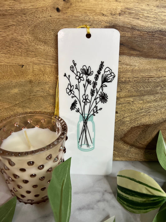 Mason Jar Flower Acrylic Bookmarks