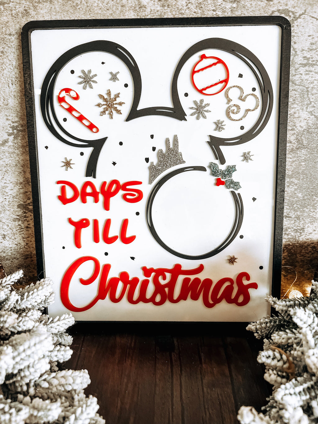 Disney Christmas Countdown, Mouse Inspired, Family Countdown, Days til Christmas, Christmas Countdown, Acrylic Countdown