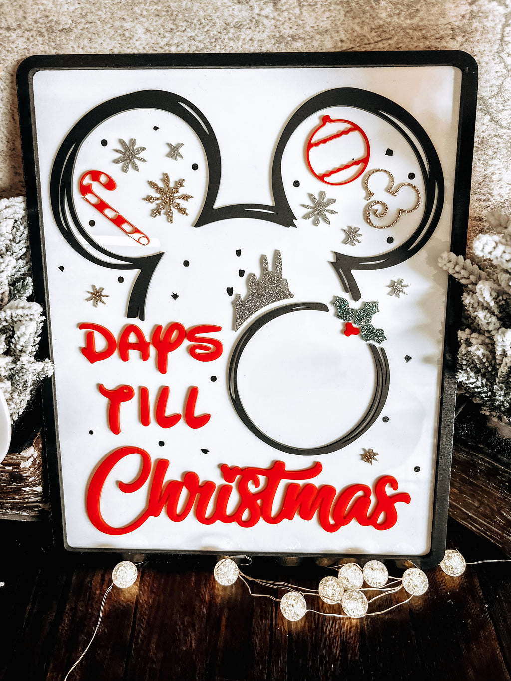 Disney Christmas Countdown, Mouse Inspired, Family Countdown, Days til Christmas, Christmas Countdown, Acrylic Countdown